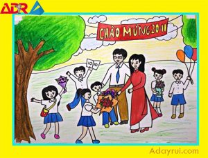 Tranh Vẽ 20/11 đơn giản và đẹp nhân ngày nhà giáo Việt Nam