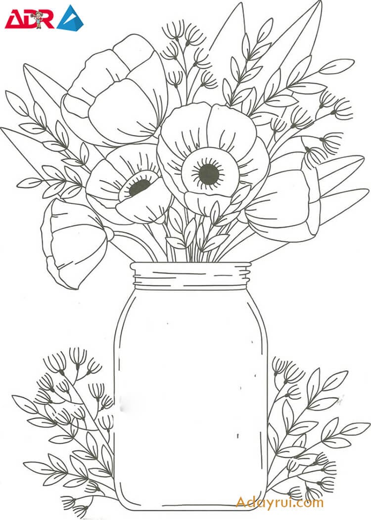 binh hoa voi nhieu chi tiet ban chi can hoan thanh va to mau 1