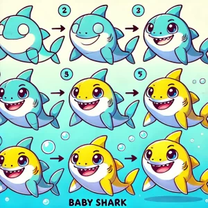vẽ con cá mập phong cách baby shark