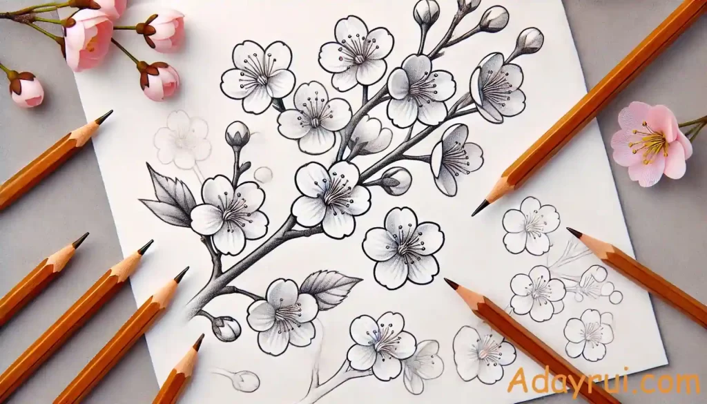 Tổng Hợp Các Công Thức Vẽ Hoa Anh Đào Đơn Giản 2 Cách vẽ hoa anh đào bằng bút chì đơn giản