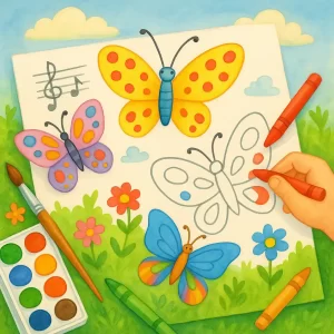 Cùng chơi với tranh tô màu con bướm cùng bé