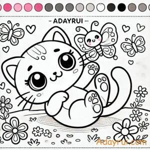 tranh tô màu con mèo đáng yêu