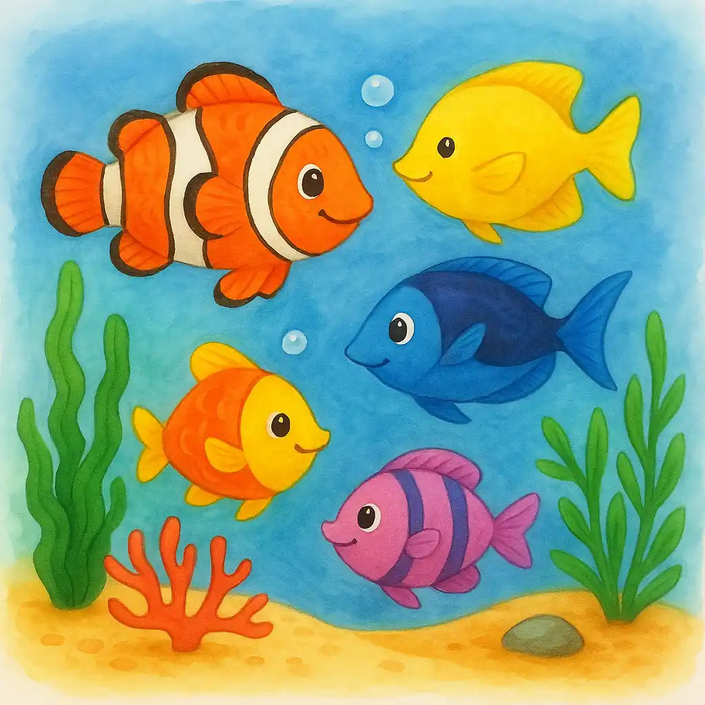 Quá Nhiều Tranh Tô Màu Con Cá Dễ Thương Vô Cùng Độc Đáo 18 Tranh tô màu đại dương với những chú cá đầy màu sắc, rong biển, san hô và bong bóng nước – giúp bé khám phá thế giới dưới biển sinh động.