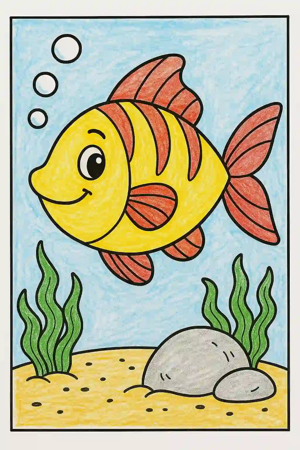 Quá Nhiều Tranh Tô Màu Con Cá Dễ Thương Vô Cùng Độc Đáo 19 Tranh tô màu các chú cá hoạt hình đáng yêu trong hồ cá mini, khuyến khích bé tự tạo bể cá riêng bằng màu sắc rực rỡ và ngộ nghĩnh.