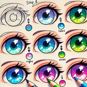 Vẽ mắt chibi phần tô màu cho mắt