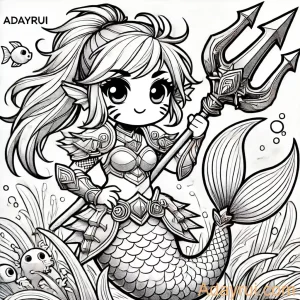 tranh tô màu nàng tiên cá Ariel - Adayrui