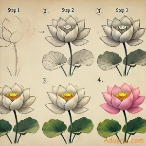 Hướng dẫn vẽ hoa sen truyền thống đơn giản