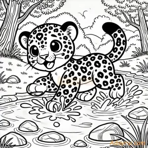 tranh tô màu con báo dễ thương