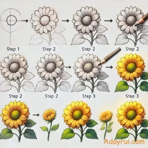 Vẽ hoa hướng dương 3d theo từng bước đơn giản