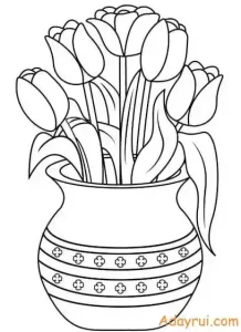 Tranh Tô Màu Hoa Tulip – Bộ Sưu Tập Đẹp Nhất Cho Bé Tập Tô 33 Tranh tô màu hoa tulip trong chiếc bình gốm hoa văn – mẫu tranh đẹp cho bé tập tô.