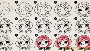 Vẽ Hoa Hồng Chibi – Hô Biến Bông Hồng Thành Nhân Vật Siêu Dễ Thương! 79 Vẽ hoa hồng chibi dễ thương với đôi mắt long lanh
