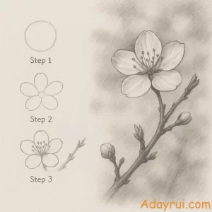 Cách Vẽ Hoa Đào Bằng Bút Chì Đẹp Mắt Cho Người Mới Bắt Đầu 15 Cách vẽ hoa đào bằng bút chì nhẹ nhàng.