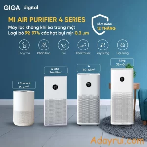 Bảng so sánh chi tiết giữa các dòng máy lọc không khí Xiaomi Gen 4: Compact, Lite, bản thường và Pro.