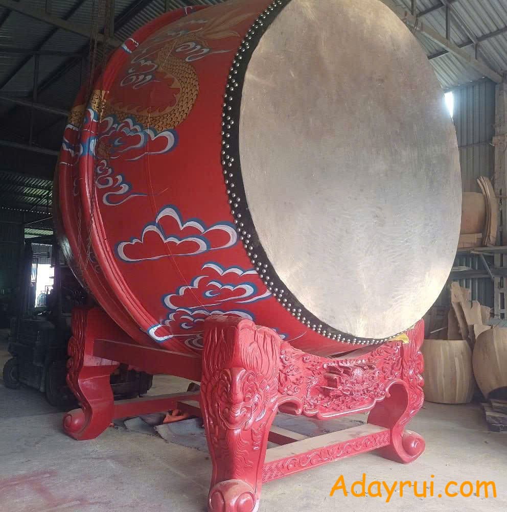 Trống chùa bát nhã gỗ mít mặt da trâu căng chuẩn âm